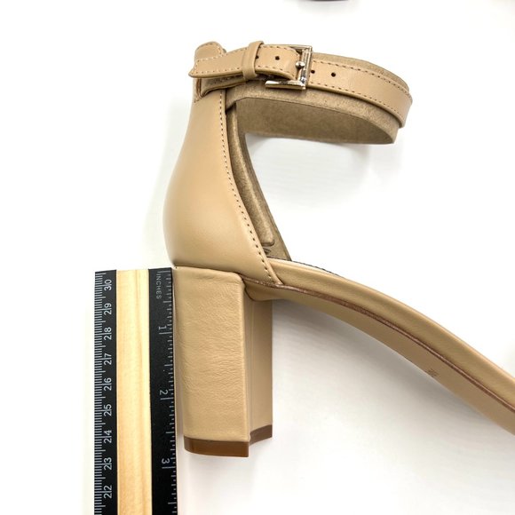 Nine West Pruce Beige Tan Natural Leather Open Toe Block Heels Sandals Shoes 10M - Picture 13 of 13